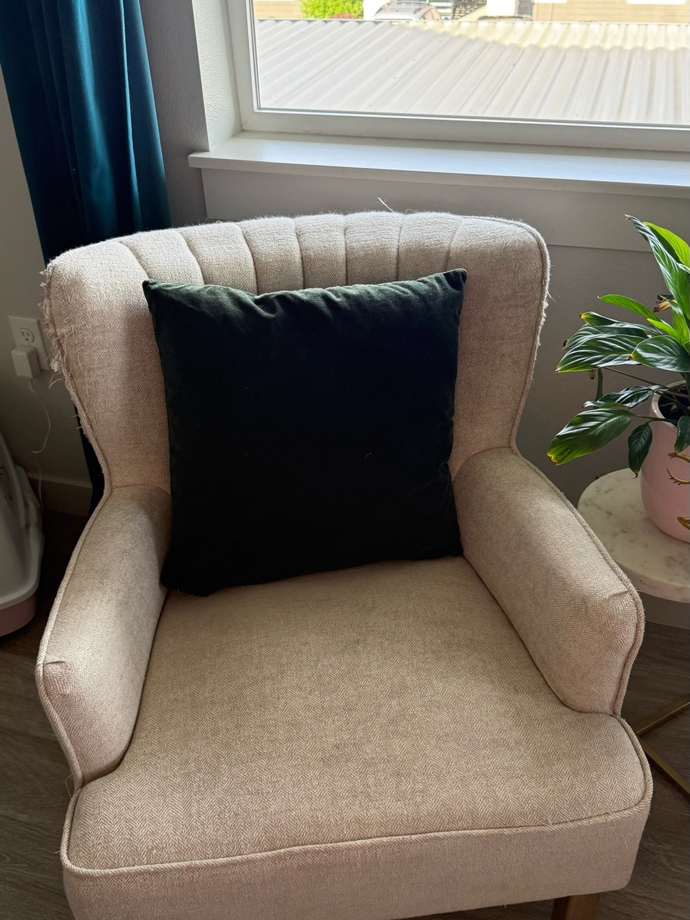 Set of 2 World Market Dark Green Velvet Throw Pillows 18x18